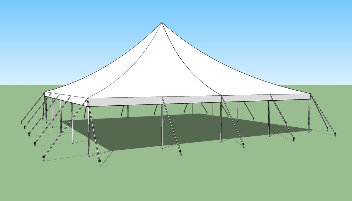 Ohenry 40x40 High Peak Pole Tent sketch showing full structure and dimensions