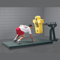 Rogers Athletic Indoor LEV Station full view - football blocking trainer with hydraulic resistance