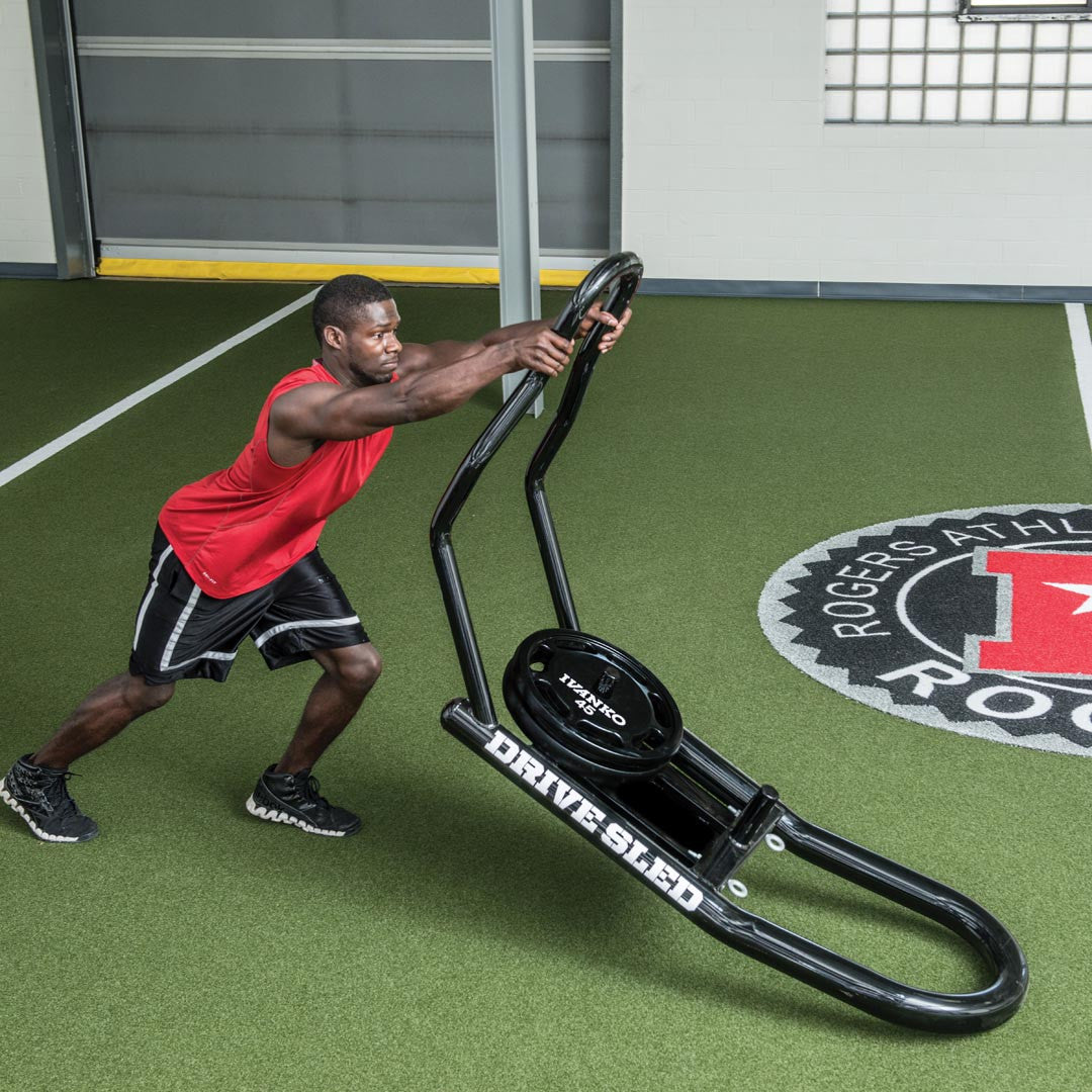 Rogers Athletic Drive Sled - full view hero shot, 66-inch football blocking training sled