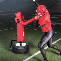 Rogers Athletic Titan Pass Rush Trainer with Tire Mount - front view showing dual arm mechanism