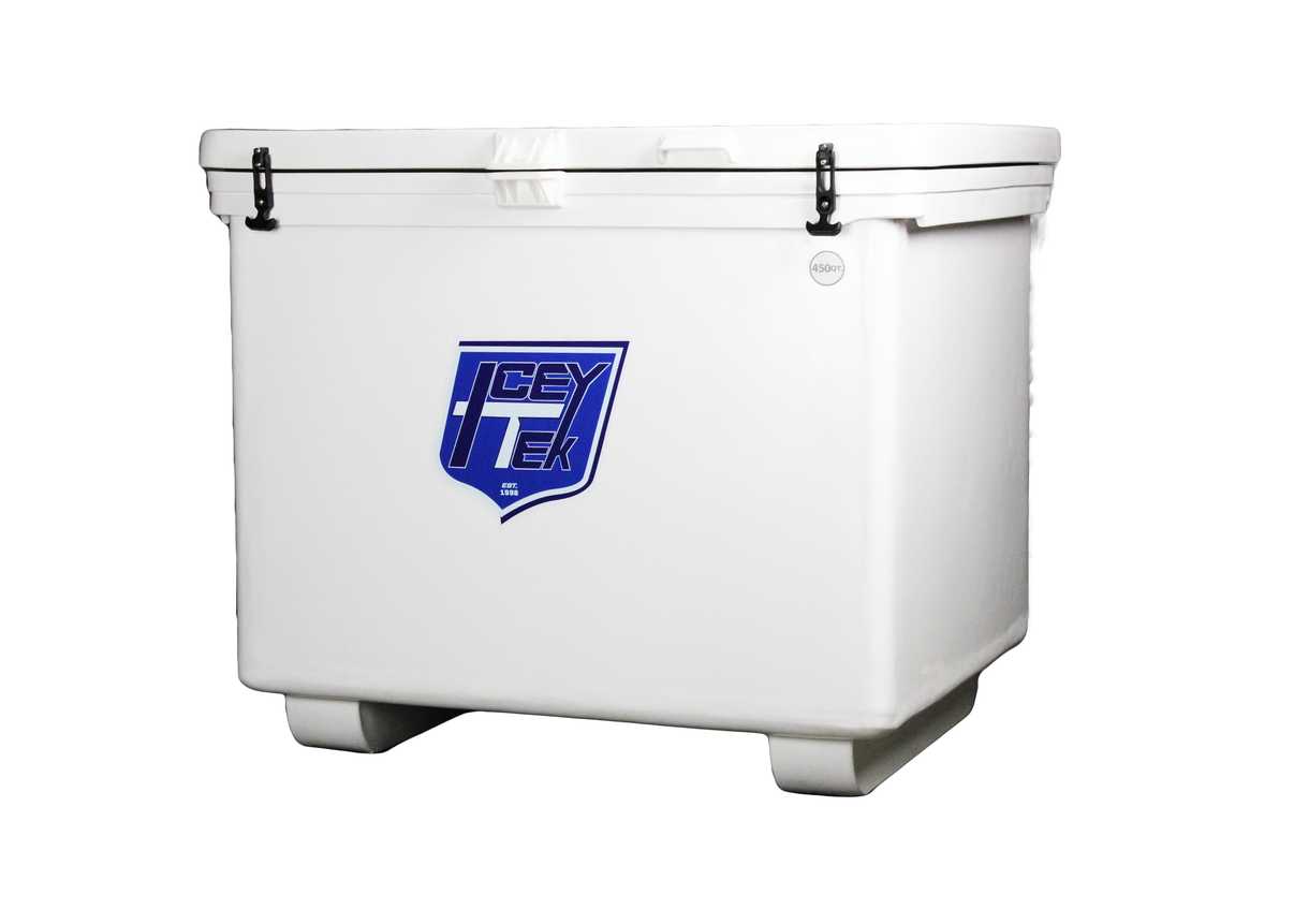ICEY-TEK 450 Quart White Rotomolded Commercial Ice Chest Cooler - Front View