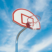Jaypro Gooseneck Basketball System - 54 in. Aluminum Fan Backboard, Single Rim Goal (Galvanized)