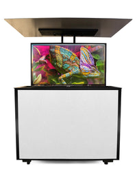 MirageVision Outdoor Premium Lift Cabinet - Black Exterior with White Trim