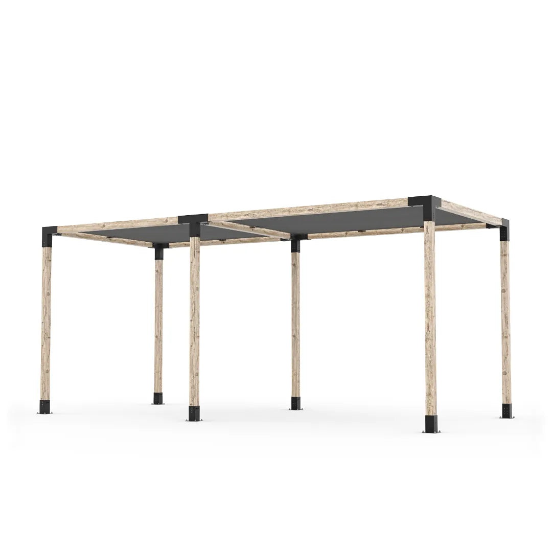 Toja Grid Double Pergola Kit with 2 Shade Sails - outdoor dining area underneath shade sail pergola