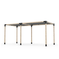 Toja Grid Double Pergola Kit with 2 Shade Sails - outdoor dining area underneath shade sail pergola