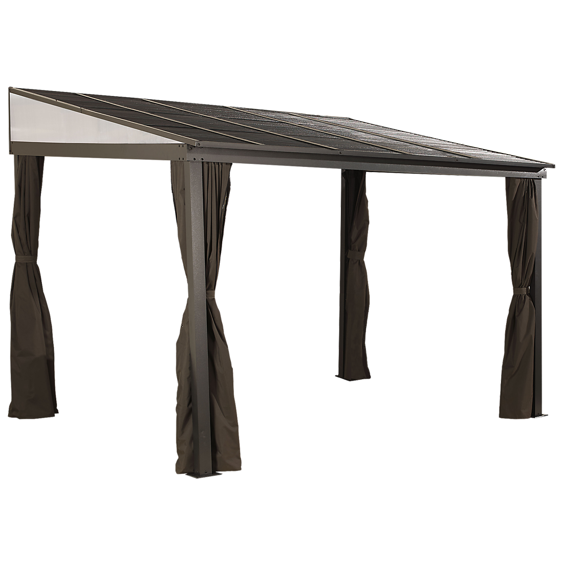 Sojag Portland 10 x 12 ft Dark Brown Wall-Mounted Hardtop Gazebo - front view