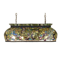 Meyda 33-inch Grape Oblong Pendant with Amethyst stained glass shade and Mahogany Bronze finish