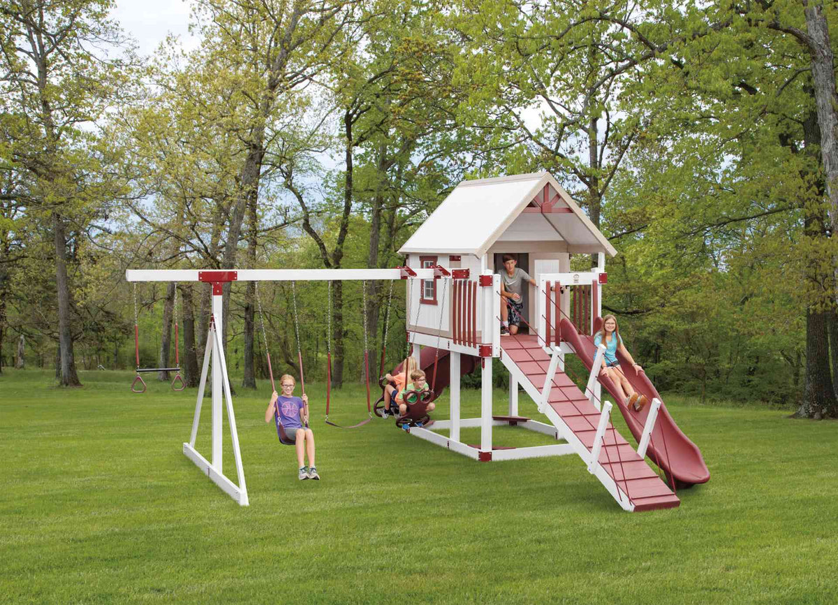 Adventure World Happy Hideout Swing Set Package H68-7 full view
