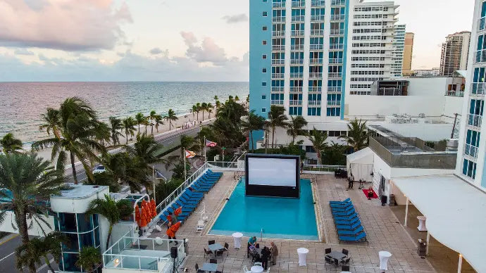 Epic Outdoor Cinema Premier 16 Complete System with inflatable screen, projector, and speakers