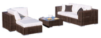 Pelican Reef Patio Atlantis 5-Piece Modular Sectional Set with Sunbrella cushions, anodized aluminum frame and Rehau Java Brown resin wicker