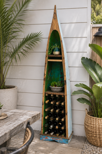 Authentic Reclaimed Boat Wood Canoe Shelf – Bali, Indonesia