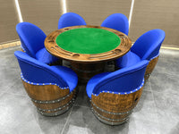Whiskey & Wine Barrel Game Table Set Poker Top and Dining Top Included, 6 Chairs