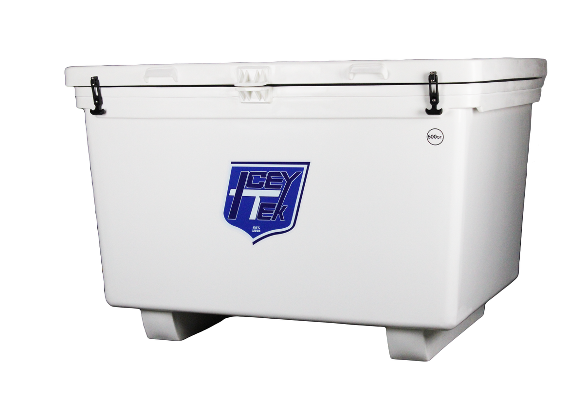 ICEY-TEK 600 Quart White Rotomolded Ice Chest Cooler - Front View