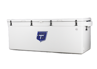 ICEY-TEK 680 Quart Coffin Cooler white rotomolded ice chest - front view