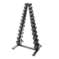Power Systems Neoprene/Vinyl Dumbbell Vertical Rack with Black Neoprene DB Set 1-15 lbs