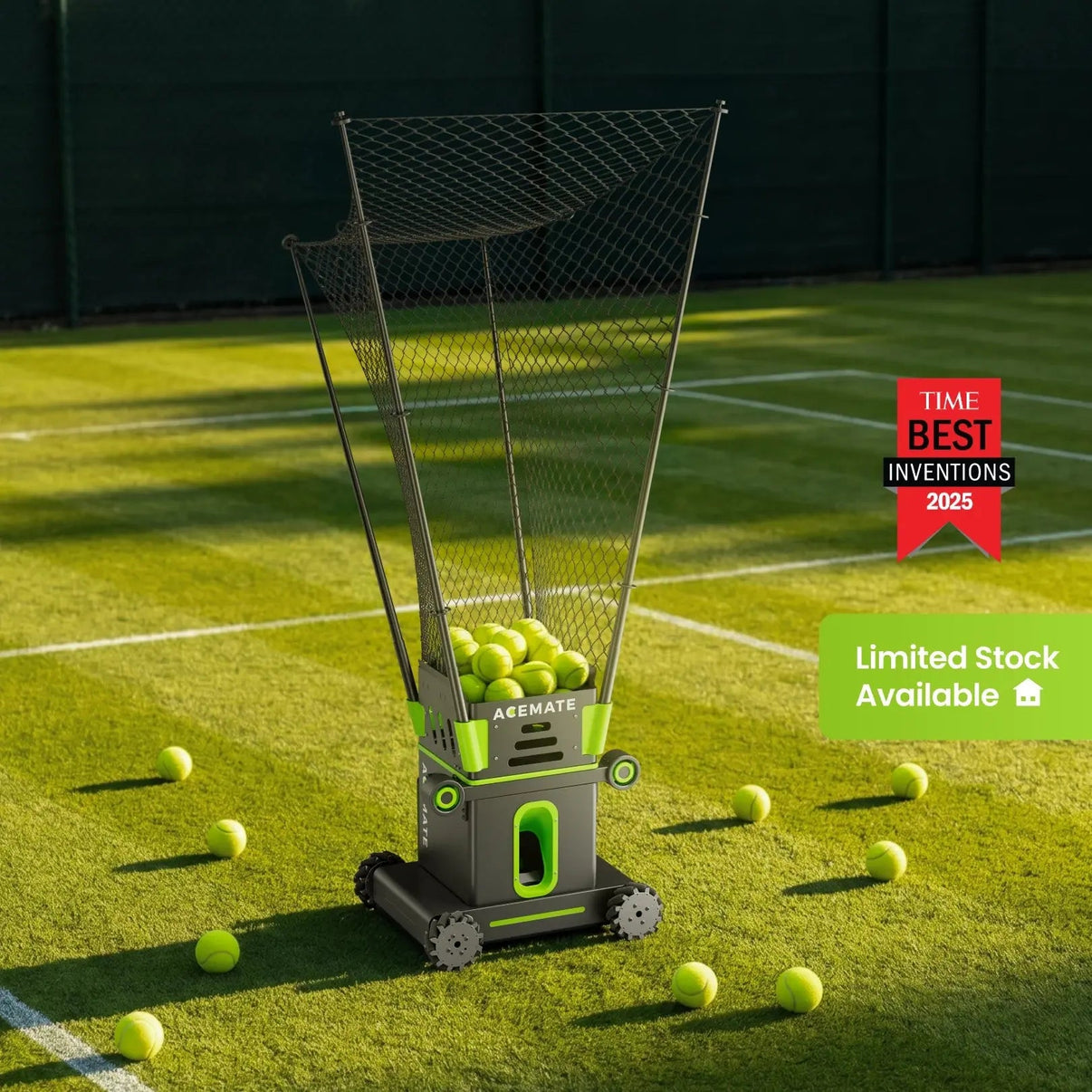Acemate Tennis Robot S10 hero shot - full view on court
