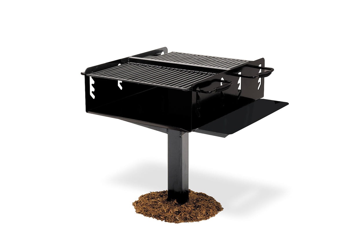 Ultra Site 621 Bi-Level Group Grill with utility shelf and adjustable cooking grate - full view