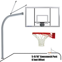 Jaypro Gooseneck Basketball System - 72 in. Acrylic Backboard, Double Rim Goal
