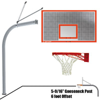 Jaypro Gooseneck Basketball System - 72 in. Perforated Aluminum Backboard with Double Rim Goal