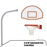 Jaypro Gooseneck Basketball System - 54 in. Aluminum Fan Backboard with Double Rim Goal