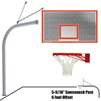 Jaypro Gooseneck Basketball System - 72 in. Perforated Steel Backboard & Double Rim Goal