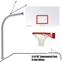 Jaypro Gooseneck Basketball System - 72 in. Steel Backboard & Double Rim Goal