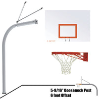 Jaypro Gooseneck Basketball System - 60 in. Steel Backboard, Double Rim Goal