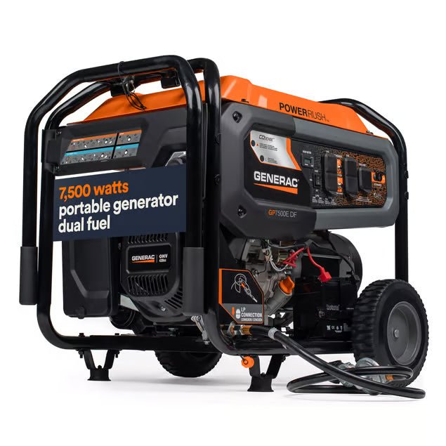 Generac GP7500E 7500W Dual Fuel Portable Generator with COsense - front view