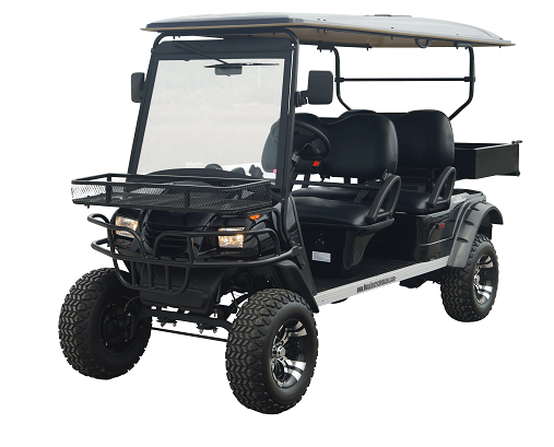 MotoEV Electro Neighborhood Buddy 4 Passenger Utility Highriser Street Legal Golf Cart - front angle view