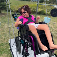 Wheelchair Accessible Platform Swing - full view of weatherproof platform with ratchet height adjustment