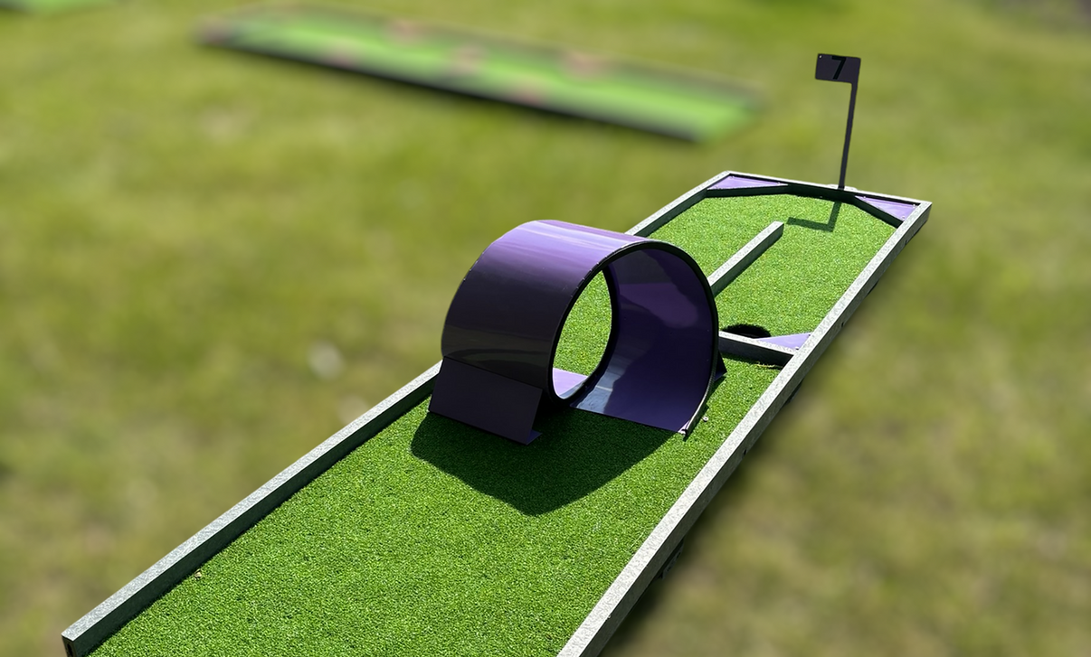 RK Miniature Golf Course large layout with powder-coated obstacles and rubber mulch fill