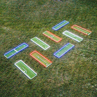 Alumi Games 9-Hole Mini Golf Course with LED Lights and Fixed Obstacles, including transportation cart