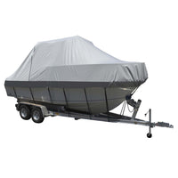 Carver Sun-DURA Specialty Boat Cover for 28.5ft Walk Around Cuddy and Center Console Boats in Grey