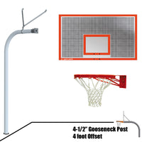 Jaypro Gooseneck Basketball System - 72 in. Perforated Aluminum Backboard with Double Rim Goal
