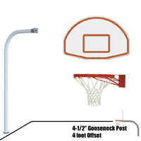 Jaypro Gooseneck Basketball System - 54 in. Aluminum Fan Backboard with Double Rim Goal