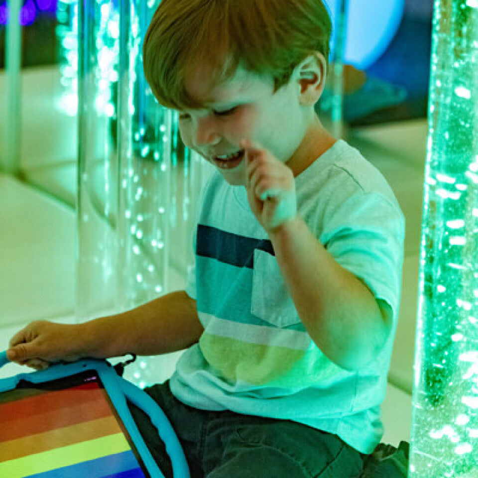 Genie App-Controlled Bubble Tube 48 inch - Bluetooth Sensory Tube with LED color changing lights