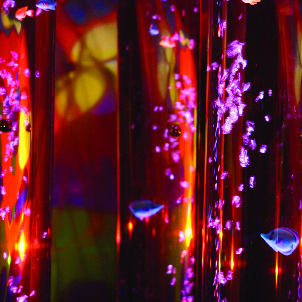 Wireless Bubble Tube 48 inch illuminated in sensory room - front view