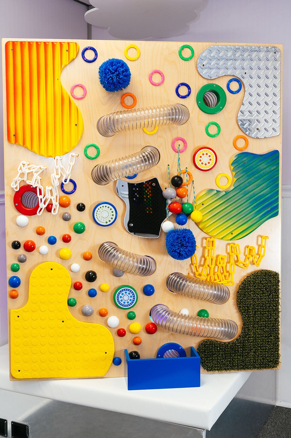 Tactile Loopie Wall full view - 48 inch by 60 inch multi-texture sensory wall panel