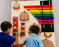 Percussion Junction Musical Wall Panel full front view showing all instruments