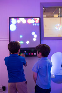 Pixels Pro Interactive Light Panel front view showing illuminated color display