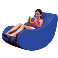 TFH Vibroacoustic Jr Therapy Chair in blue - front view showing vinyl-covered foam rocker design