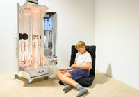 Vecta Deluxe Mobile Sensory Station full view with bubble column and fiber optic tails