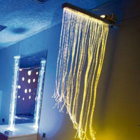Fiber Optic Curtain on Adjustable Wall Bracket - full product view with cascading fiber optic tails
