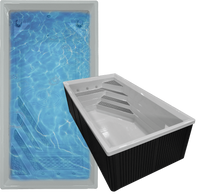 Dynasty Spas Aquora plunge spa tub top and side view in Pearl Gray acrylic