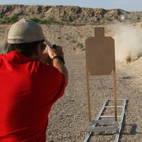 MGM Attack Target complete system on range - front view showing track and trolley