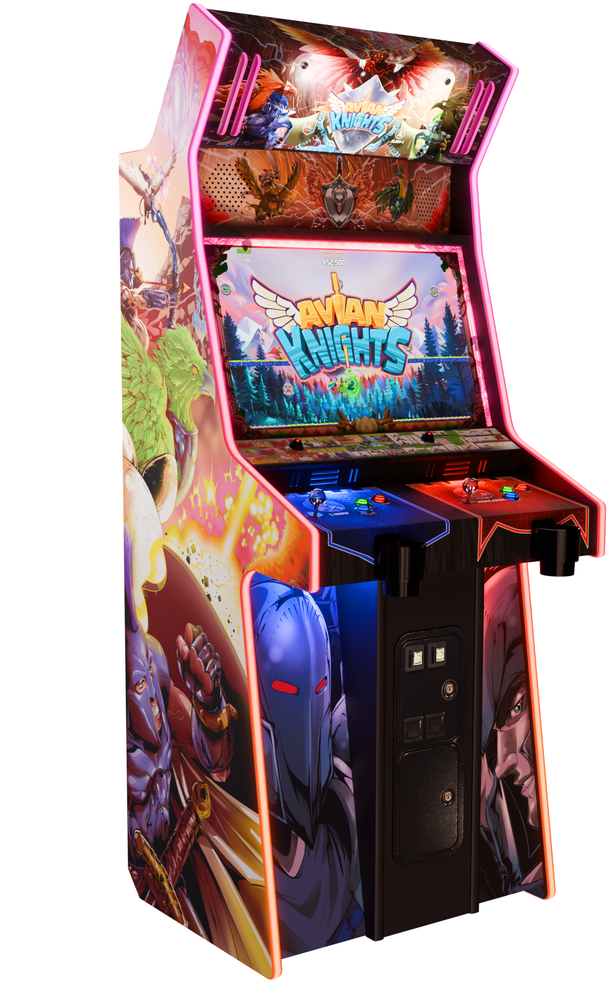 Avian Knights Pro+ 2-player arcade cabinet - right angle view