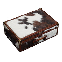Afidano Year of the Horse Cigar Humidor front view - genuine horsehair exterior with alligator belly leather trim