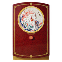 Afidano 2026 Fire Horse Year Limited-Edition Cigar Humidor - front view showing China Red exterior with horse motif carvings