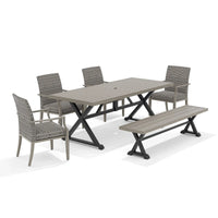 Allure Outdoor Dining Table and 4 Chairs and Bench