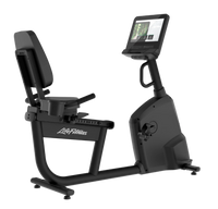 Life Fitness Atmos Recumbent Bike with SL Console in Smooth Charcoal finish - side view